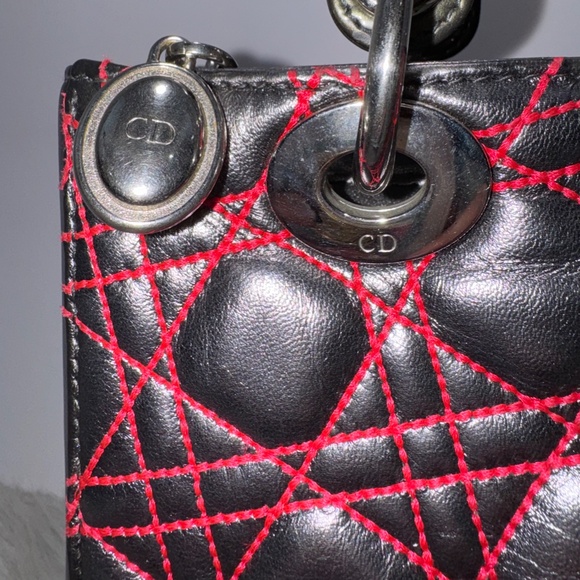 Christian Dior Cannage two-Way Handbag with Pink Stitching~Pre-Loved - Picture 2 of 16